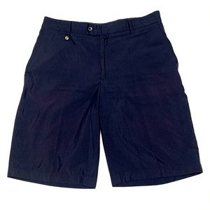 Mint Golfino Men’s Golf Resort Shorts Navy Dark Blue Waxy Flat Front Sz 31 Waist
